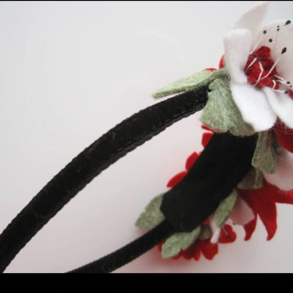 Ladybug Felt Flower Handmade Headband
